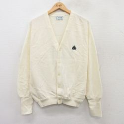 M★古着 IZOD 長袖 ニット カーディガン メンズ 90年代 90s ワンポイントロゴ アクリル USA製 白系 ホワイト 25sep18 中古 トップス