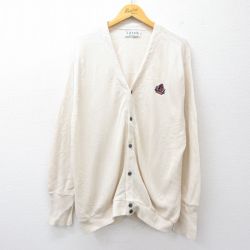【20%OFF】XL★古着 IZOD 長袖 ニット カーディガン メンズ 90年代 90s ワンポイントロゴ USA製 生成り 25sep27 中古 トップス