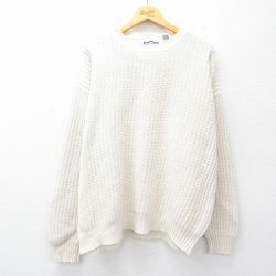 XL★古着 長袖 セーター メンズ 90年代 90s 大きいサイズ クルーネック 白 ホワイト 25sep27 中古 ニット トップス