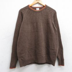 M★古着 コロンビア COLUMBIA 長袖 セーター メンズ 00年代 00s 無地 ラグラン コットン クルーネック 茶 ブラウン 25sep27 中古 ニット トップス