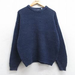 M★古着 セントジョンズベイ 長袖 セーター メンズ 90年代 90s 無地 クルーネック 紺 ネイビー 【spe】 25sep27 中古 ニット トップス