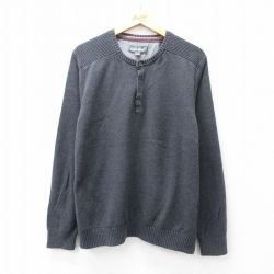 XL★古着 エディーバウアー 長袖 セーター メンズ コットン ヘンリーネック グレー 25sep29 中古 ニット トップス