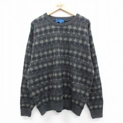 XL★古着 タウンクラフト 長袖 セーター メンズ 大きいサイズ クルーネック グレー他 25sep29 中古 ニット トップス