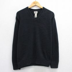 XL★古着 エルエルビーン LLBEAN 長袖 セーター メンズ 00年代 00s 大きいサイズ コットン Vネック 黒 ブラック 25sep29 中古 ニット トップス