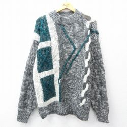 【50%OFF】シアーズ 90s 長袖セーター ハンドニット グレー XL | 古着