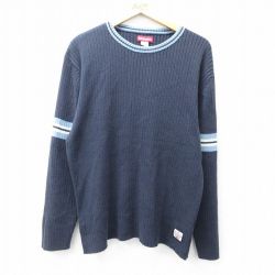 L★古着 ユニオンベイ 長袖 セーター メンズ クルーネック オーストラリア製 紺他 ネイビー 25sep29 中古 ニット トップス