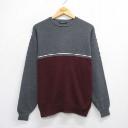 L★古着 ノーティカ NAUTICA 長袖 セーター メンズ ワンポイントロゴ コットン クルーネック グレー 霜降り他 25sep30 中古 ニット トップス