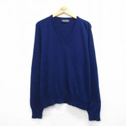 XL★古着 ピューリタン 長袖 セーター メンズ 80年代 80s アクリル Vネック USA製 紺 ネイビー 25sep30 中古 ニット トップス