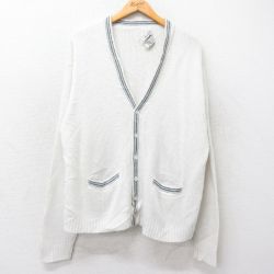 L★古着 長袖 ニット カーディガン メンズ 80年代 80s 白他 ホワイト 25sep30 中古 トップス