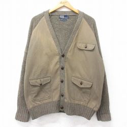 【20%OFF】XL★古着 ラルフローレン Ralph Lauren 長袖 ブランド ニット カーディガン メンズ 90年代 90s ウール 緑系 グリーン 【spe】 25sep30 中古 トップス