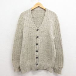 【20%OFF】M★古着 長袖 ニット カーディガン メンズ 80年代 80s グレー 25sep30 中古 トップス