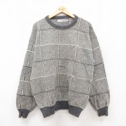 XL★古着 ジャンセン 長袖 セーター メンズ 90年代 90s クルーネック USA製 グレー他 25sep30 中古 ニット トップス