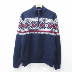 【50%OFF】IZOD 長袖ハーフジップセーター ネイビー XL | 古着