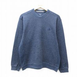 【20%OFF】M★古着 IZOD 長袖 セーター メンズ ワンポイントロゴ クルーネック 紺 ネイビー 25oct01 中古 ニット トップス