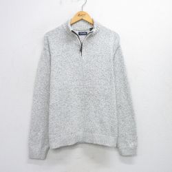 XL★古着 チャップス 長袖 ハーフジップ セーター メンズ 無地 大きいサイズ 白他 ホワイト 25oct01 中古 ニット トップス