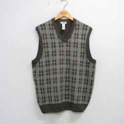L★古着 ドッカーズ ニット ベスト メンズ アクリル Vネック 茶他 ブラウン 25oct01 中古 トップス
