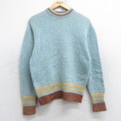 S★古着 長袖 セーター メンズ 80年代 80s クルーネック USA製 薄紺 ネイビー 25oct01 中古 ニット トップス