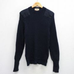 L★古着 カベラス 長袖 コマンド セーター メンズ 80年代 80s ヒジ当て ウール 紺 ネイビー 25oct03 中古 ニット トップス