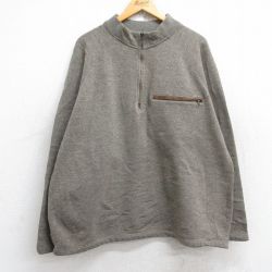 XL★古着 カベラス 長袖 ハーフジップ セーター メンズ 無地 ラグラン ベージュ カーキ 25oct04 中古 ニット トップス