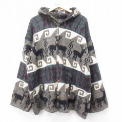 XL★古着 長袖 ニット カーディガン パーカー メンズ シカ 茶他 ブラウン 25oct04 中古 トップス