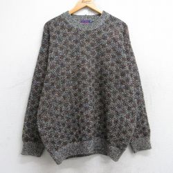 XL★古着 長袖 セーター メンズ 90年代 90s ウール クルーネック イタリア製 茶他 ブラウン 25oct04 中古 ニット トップス