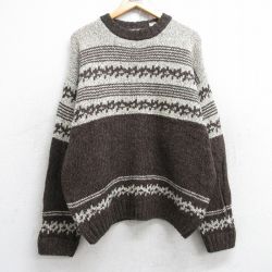 L★古着 長袖 セーター メンズ 00年代 00s クルーネック 茶他 ブラウン 25oct04 中古 ニット トップス