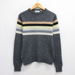 S★古着 長袖 セーター メンズ 90年代 90s ウール クルーネック グレー他 25oct07 中古 ニット トップス
