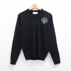 M★古着 長袖 セーター メンズ 80年代 80s ST MARGARET アクリル Vネック 黒 ブラック 25oct10 中古 ニット トップス