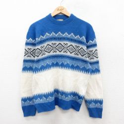 【50%OFF】BRENT 70s 長袖セーター ブルー M | 古着