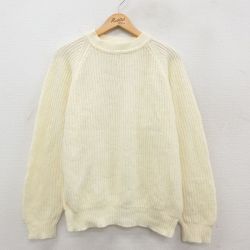 L★古着 セントジョンズベイ 長袖 セーター メンズ 90年代 90s 無地 ラグラン アクリル クルーネック 白 ホワイト 25oct22 中古 ニット トップス