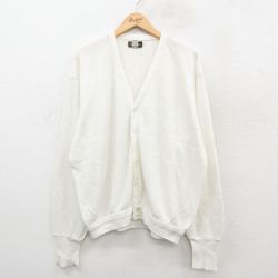 XL★古着 ウィルソン 長袖 ニット カーディガン メンズ 90年代 90s 無地 大きいサイズ アクリル USA製 白 ホワイト 25oct22 中古 トップス