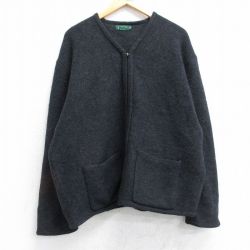XL★古着 ジェイクルー J.CREW 長袖 フルジップ ニット カーディガン メンズ 90年代 90s 無地 大きいサイズ ウール 黒 ブラック 【spe】 25oct24 中古 トップス