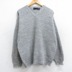 L★古着 長袖 セーター メンズ 90年代 90s Vネック USA製 グレー他 25oct24 中古 ニット トップス
