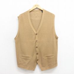 L★古着 ニット ベスト メンズ コットン 薄茶 ブラウン 25oct25 中古 トップス