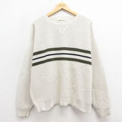 XL★古着 エディーバウアー 長袖 セーター メンズ 00年代 00s 大きいサイズ コットン クルーネック 生成り 【spe】 25oct28 中古 ニット トップス