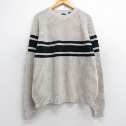 XL★古着 ギャップ GAP 長袖 セーター メンズ 00年代 00s ラグラン コットン クルーネック ベージュ他 カーキ 25oct28 中古 ニット トップス