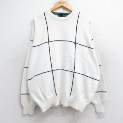 ノーティカ 90s セーター ワンポイント ホワイトチェック XL | 古着