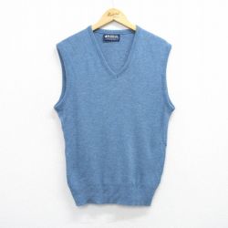M★古着 ピューリタン ニット ベスト メンズ 80年代 80s 無地 アクリル Vネック USA製 薄紺 ネイビー 25oct27 中古 トップス