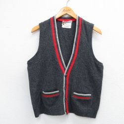 M★古着 ビンテージ ニット ベスト メンズ 60年代 60s 濃グレー 25oct29 中古 トップス