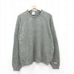XL★古着 コロンビア COLUMBIA 長袖 セーター メンズ 00年代 00s ラグラン 大きいサイズ コットン クルーネック グレー 25oct30 中古 ニット トップス