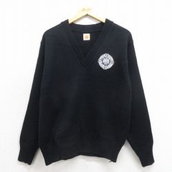 M★古着 長袖 セーター メンズ 90年代 90s アクリル Vネック USA製 黒系 ブラック 25nov01 中古 ニット トップス