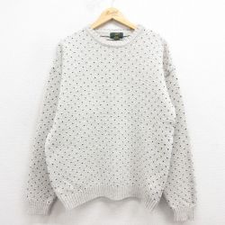 M★古着 長袖 セーター メンズ 90年代 90s コットン クルーネック USA製 薄グレー 霜降り他 25nov01 中古 ニット トップス