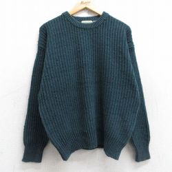 L★古着 セントジョンズベイ 長袖 セーター メンズ 90年代 90s クルーネック 緑他 グリーン 【spe】 25nov04 中古 ニット トップス