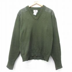 80s 長袖セーター ヒジ当て グリーン M | 古着
