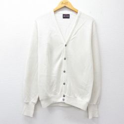 M★古着 長袖 ニット カーディガン メンズ 90年代 90s USA製 白 25nov11