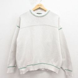 L★古着 アメリカンイーグル 長袖 セーター メンズ 90年代 90s コットン クルーネック USA製 白 25nov12