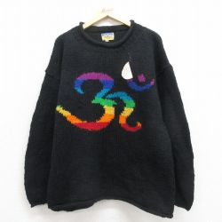L★古着 長袖 セーター メンズ デッドストック モックネック ハイネック 黒 25nov12