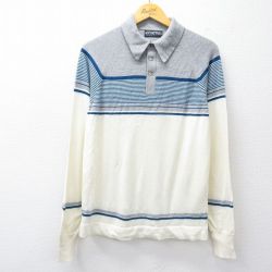 M★古着 ピューリタン 長袖 セーター 80年代 80s 襟付き ラグラン アクリル USA製 生成り他 25nov13