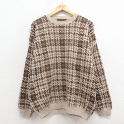 XL★古着 リバティ 長袖 セーター メンズ 00年代 00s クルーネック USA製 ベージュ 霜降り他 25nov17