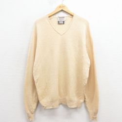 L★古着 TUNDRA 長袖 セーター メンズ 90年代 90s 無地 ウール Vネック カナダ製 生成り 25nov18